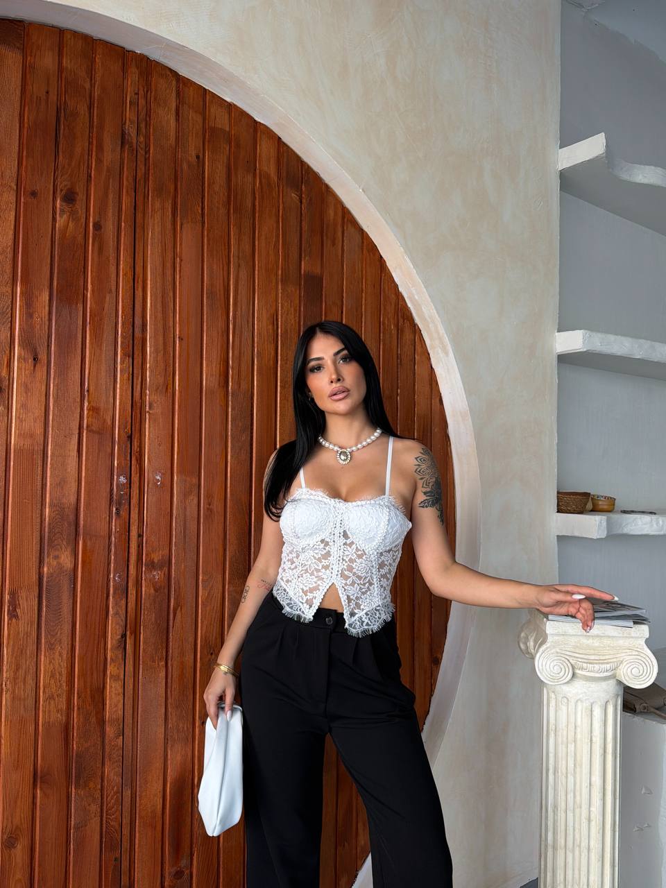 Lace Bustier Top & Trousers