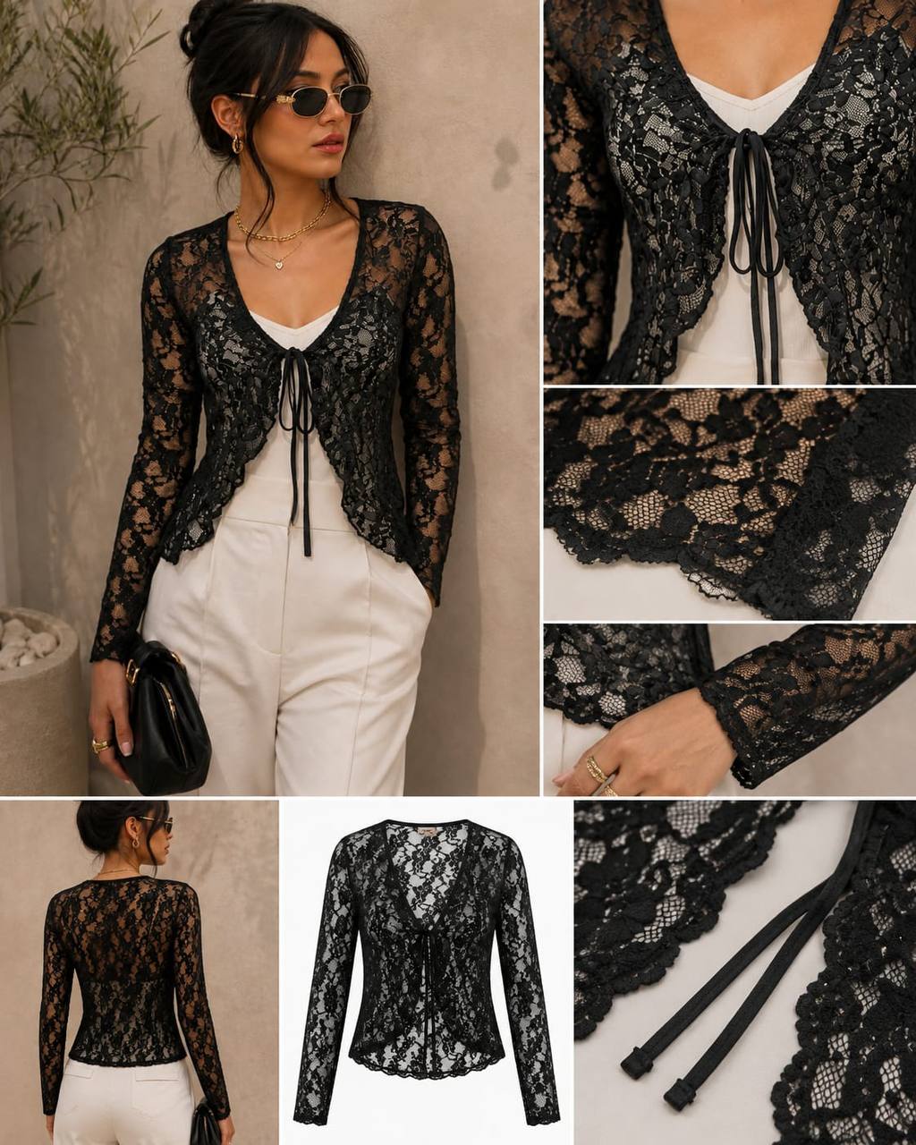 Lace Tie-Front Cardigan